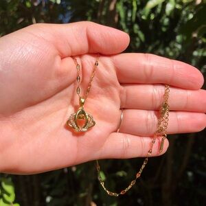 18K Gold Plated Diamond Crown Necklace